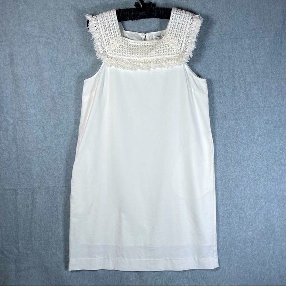 Madewell Dresses & Skirts - Madewell Sundream Crochet White Fringe Shift Dress With Pockets Women’s Size 6